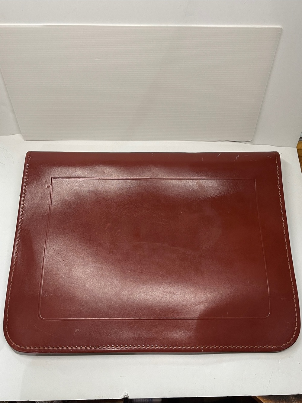 Vintage 60s 70s Leather Folder Briefcase File Lawyer Office Desk Paper Holder